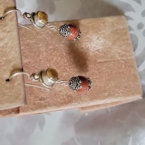 Sunstone and Citrine Ethnic Earrings